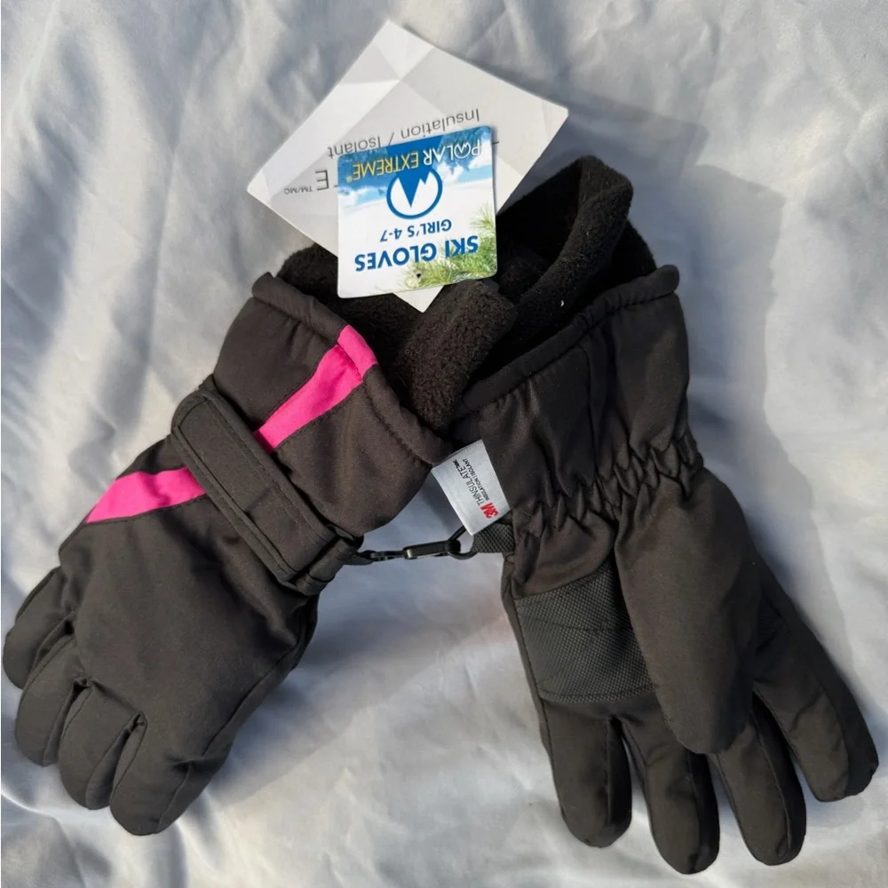 Ski Gloves Kids Gloves - Black and Pink